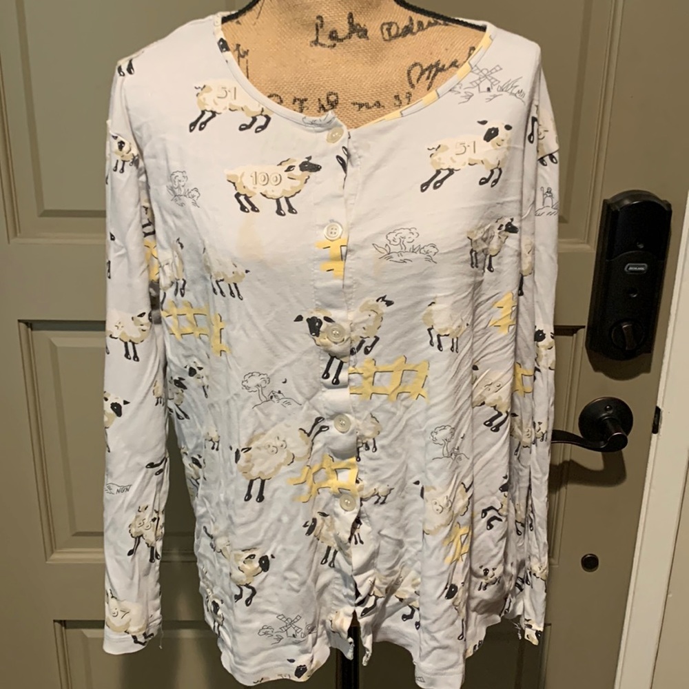 Nick & Nora Womens Sleepwear Long Sleeve XL Shirt